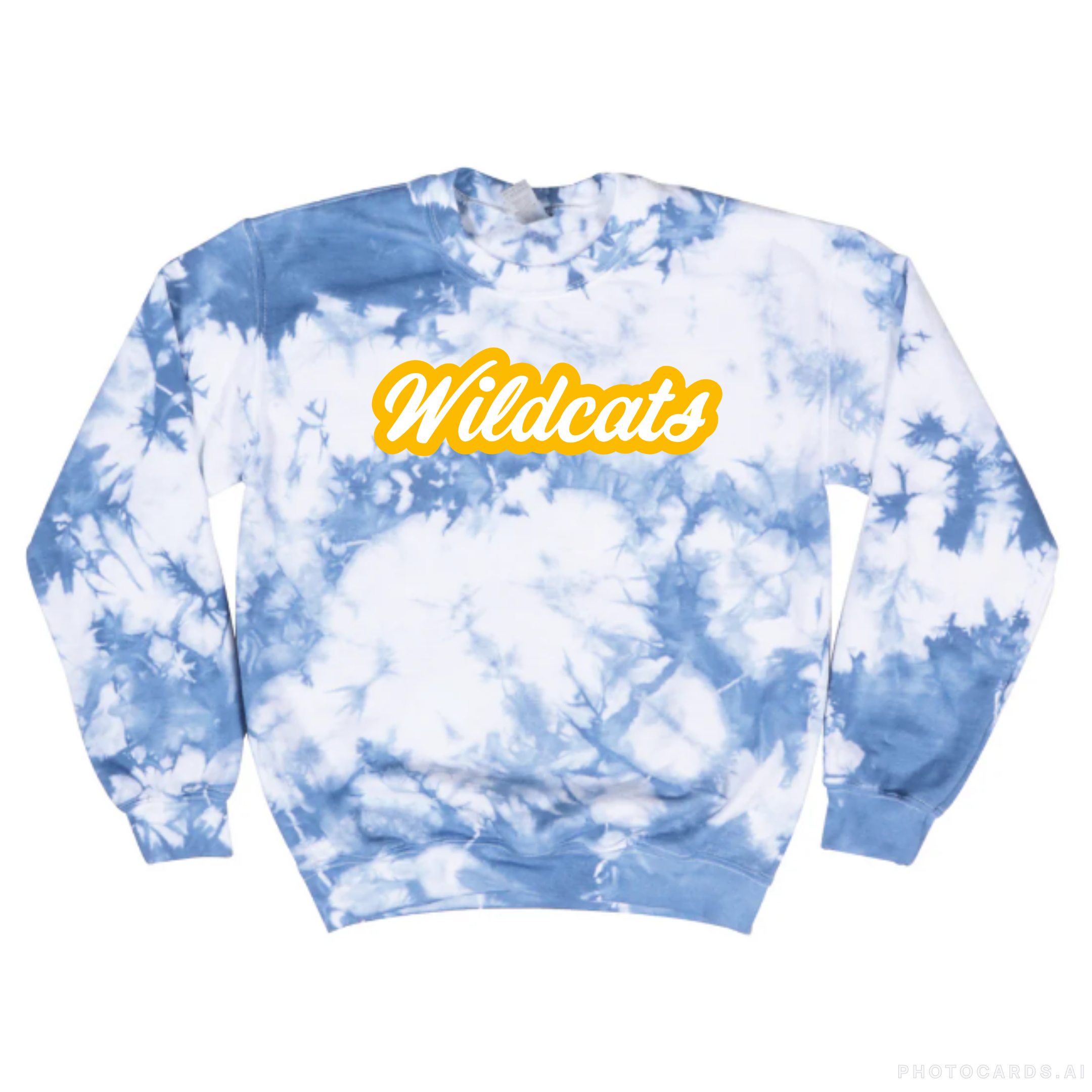 Mattoon Wildcats on Royal Blue Tie Dye Crew Sweatshirt