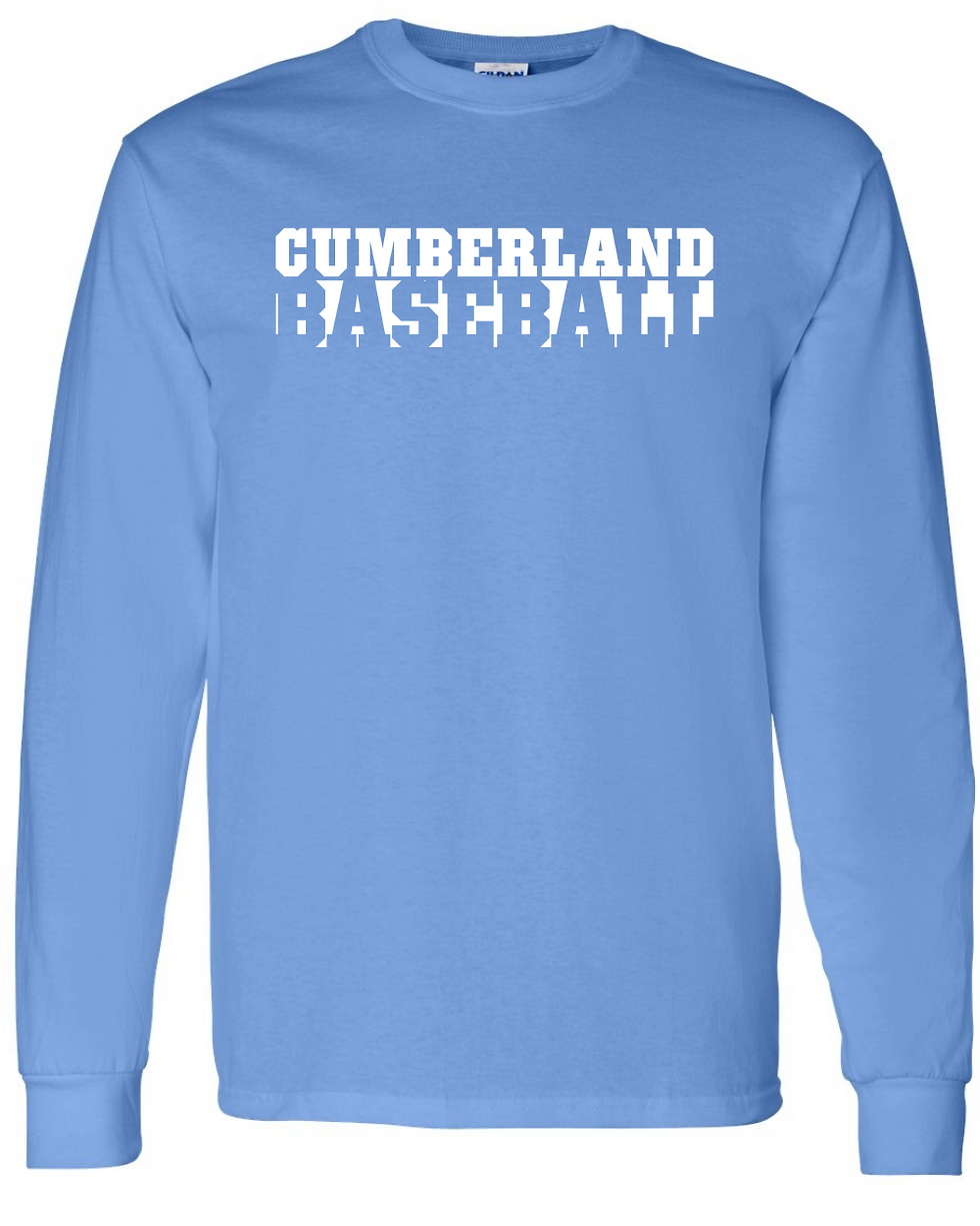 Thumbnail: Cumberland Baseball White Outline Design on Columbia Blue - Adult