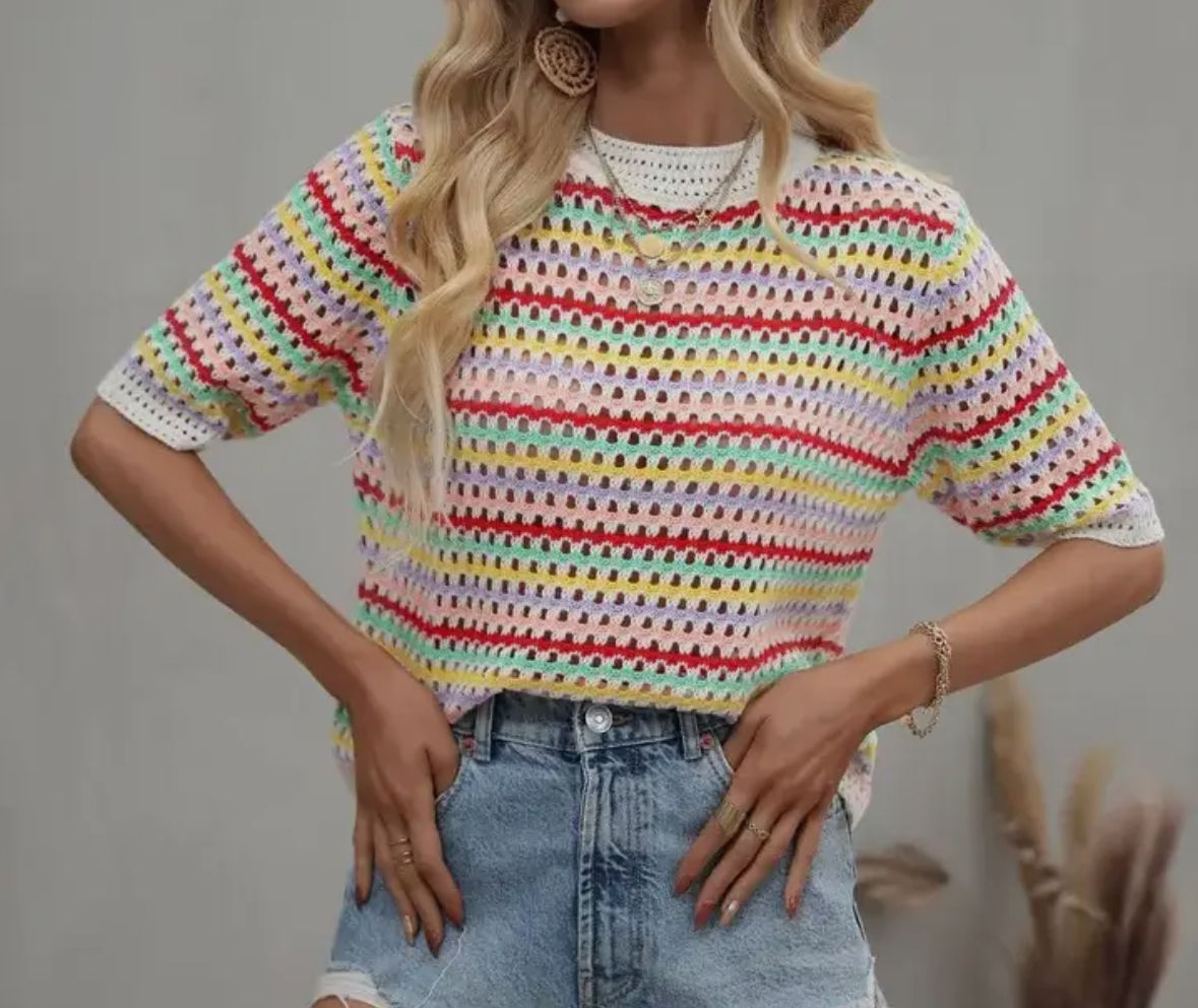 Striped Loose Knit Top