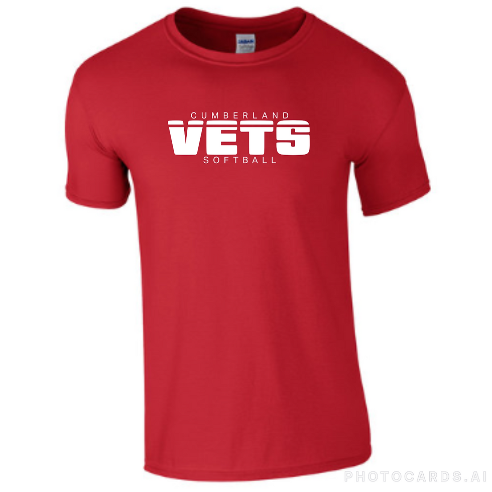 Thumbnail: CV: Cumberland Vets Softball Design on Red - Adult