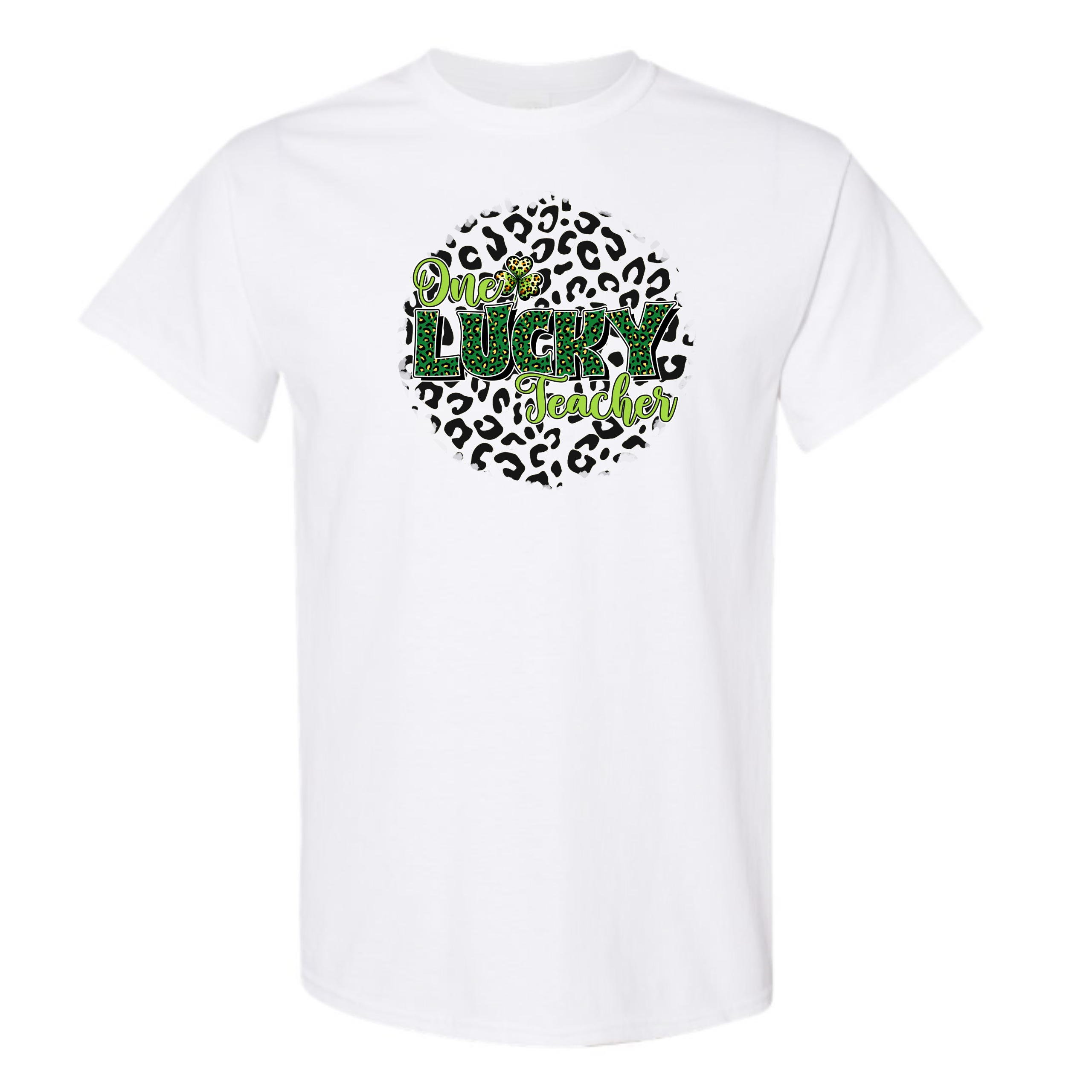 One Lucky Teacher Design on White - Adult