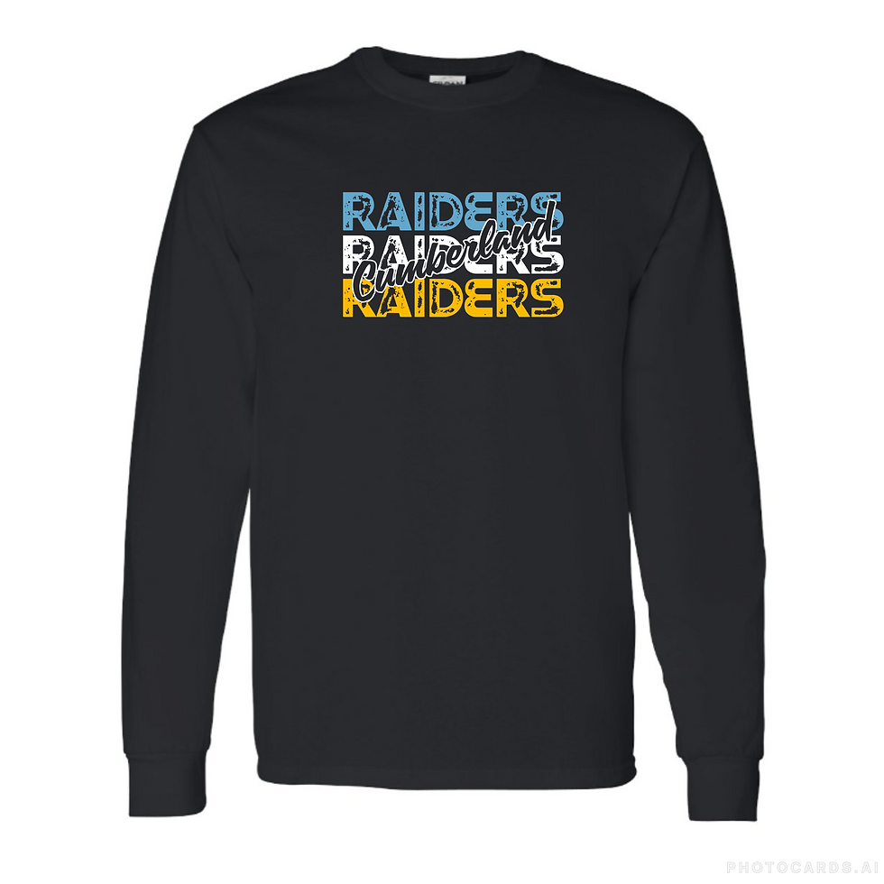 Thumbnail: Cumberland Raiders Distressed Repeat on Black - Adult