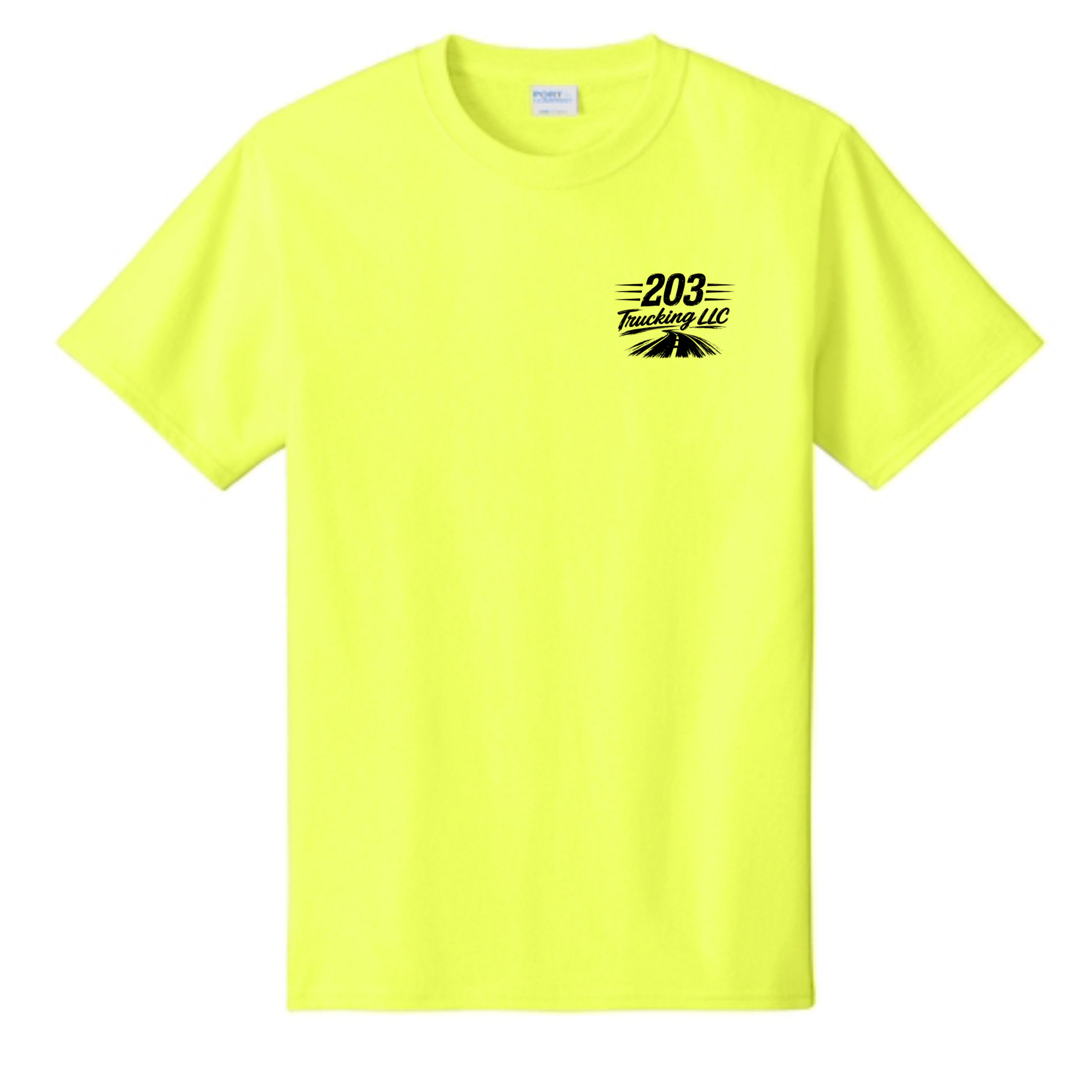 203 Trucking LLC Design on Neon Yellow