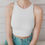 Thumbnail: Women's White Solid High Neck Cropped Top