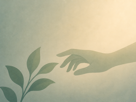 Minimalist illustration of a plant bending toward light, representing psychological orientation, curiosity, and the brain’s tendency to move toward or away from experience.