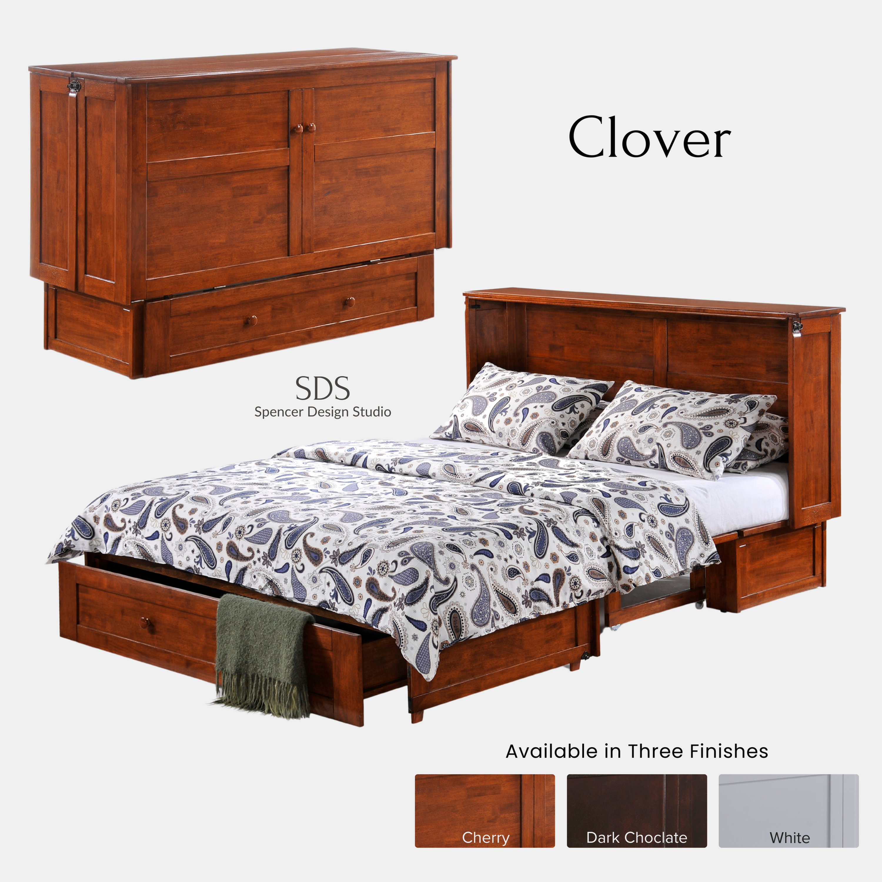 Clover Queen Murphy Cabinet Bed Color Options