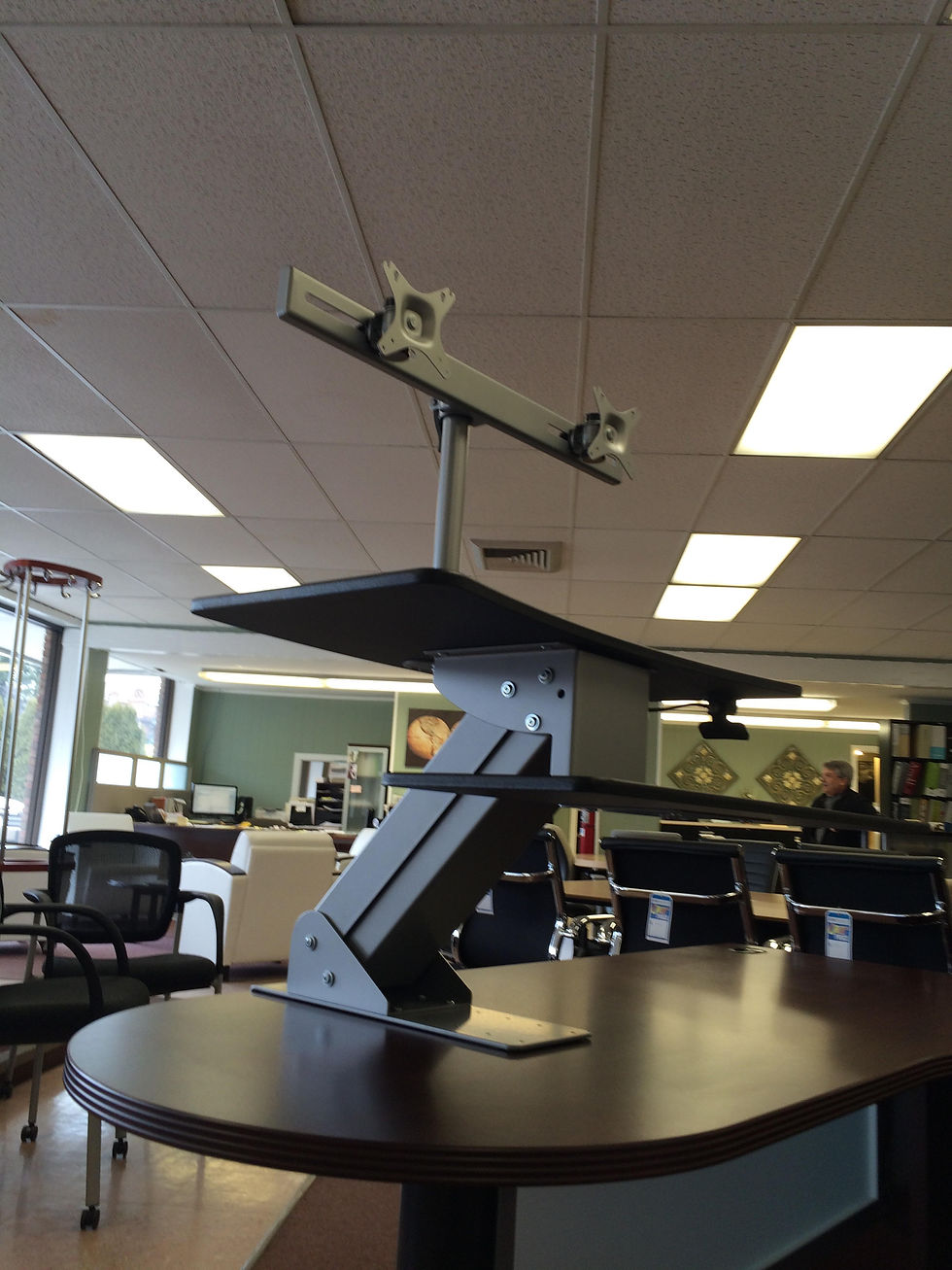 Thumbnail: Mounted Desktop Riser with Dual Monitor Arm