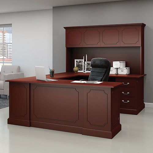 Traditional Wood Veneer Office Suite w Hutch Office Desks Discount
