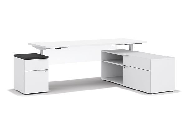 Thumbnail: Deluxe Height-Adjustable L-Shaped Desk Set