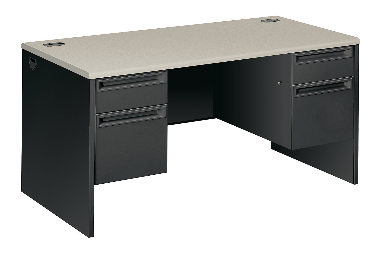 Hon, 38000 Series, Double Pedestal Desk, 60"W, Light Gray