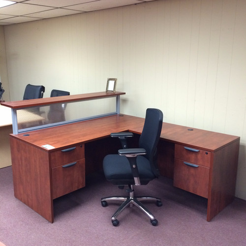 OfficeSource Laminate Series Reception Desk w/ Transaction Top