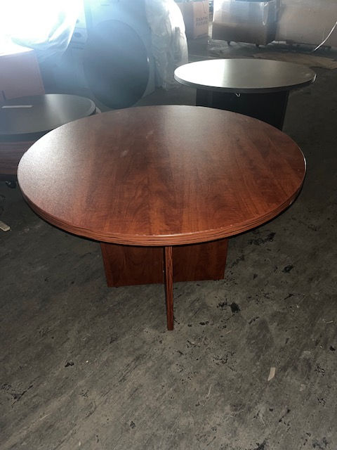 Thumbnail: #837, Pre-Owned OSP Round Tables w/ X-Base  | 42"W