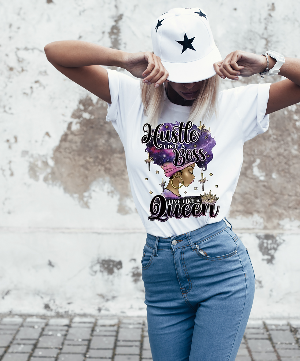 Thumbnail: women t-shirt Hustle like a boss live like a queen