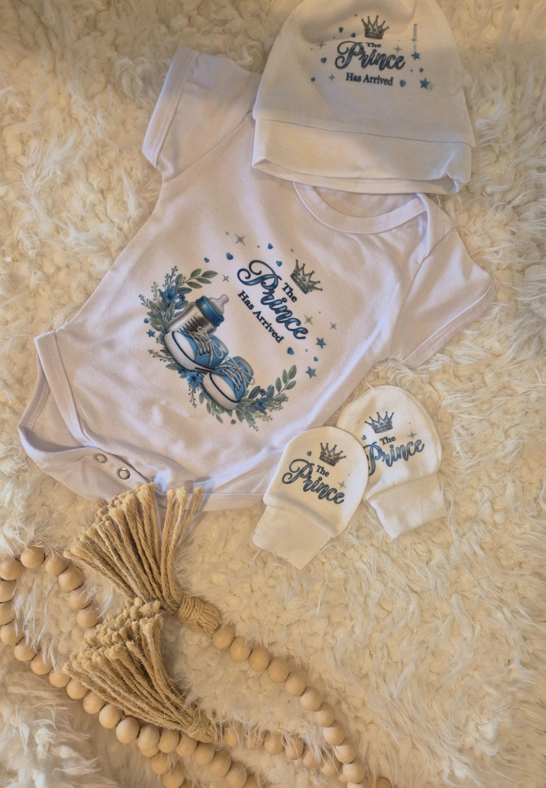 Baby Boy Prince Outfit Set, The Prince Has Arrived Onesie, Newborn Baby Boy Gift
