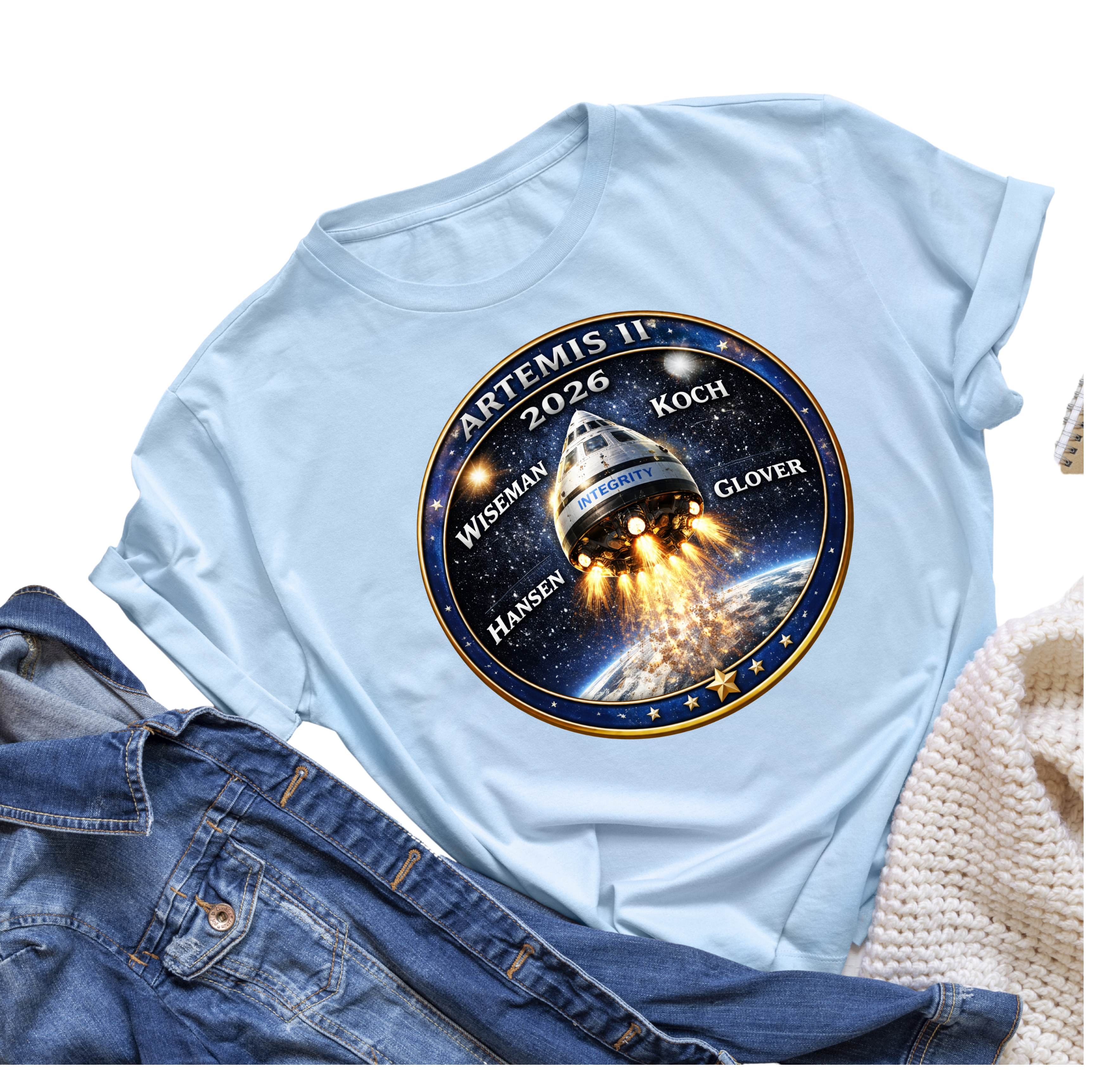 Blue space mission t-shirt Artemis 11