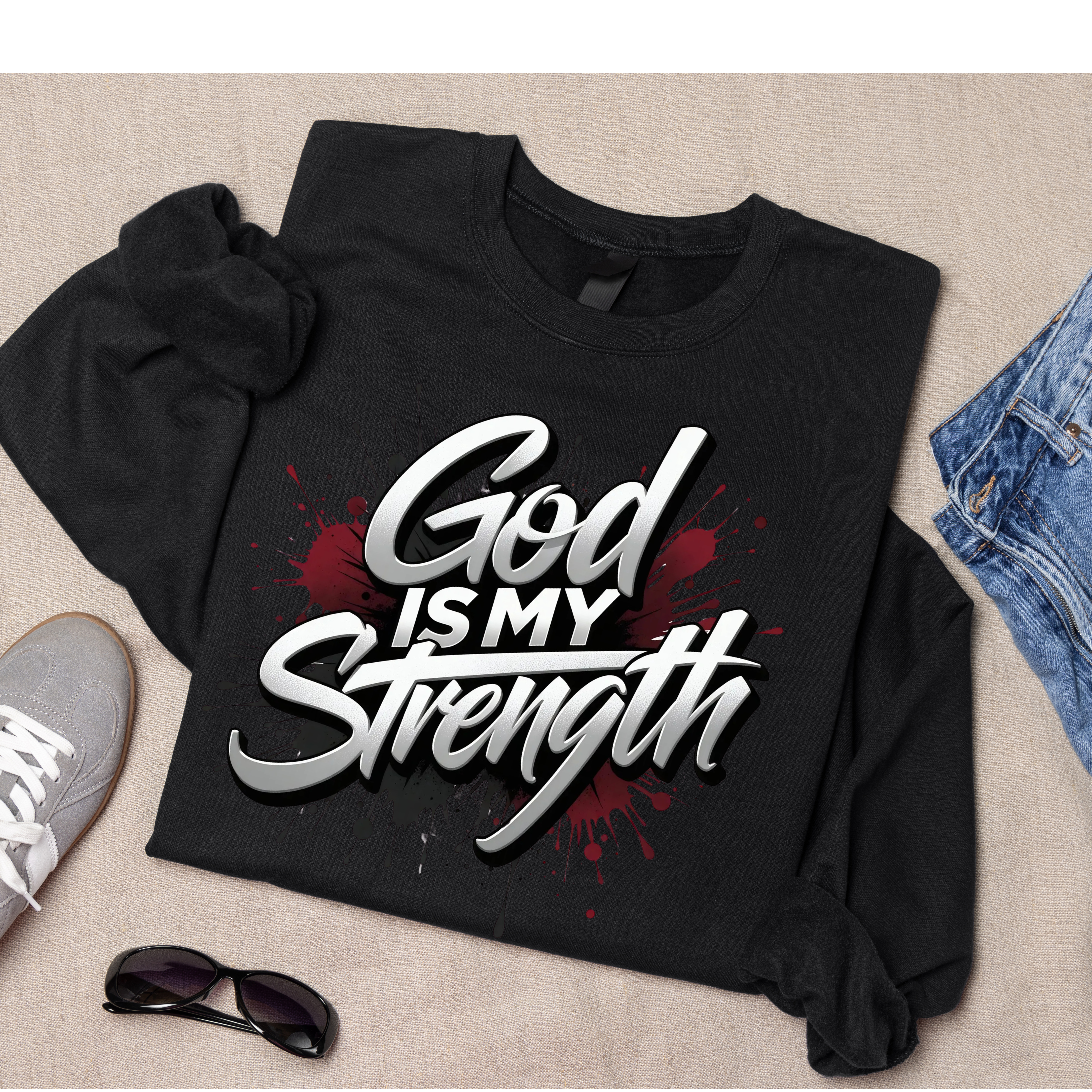 God Is My Strength Unisex Sweatshirt | Inspirational Christian Faith Pullover