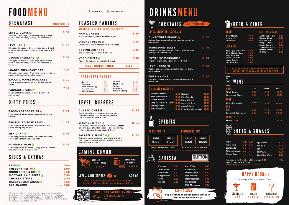 LEVEL. Menu