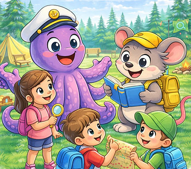 Poulpi & Ratou L'AVENTURE AU COEURS DES CAMPINGS Les enfants cherchent des trésors et créent de beaux souvenirs en famille au cœur des campings - POULPI & RATOU Présent depuis janvier 2026 - avec Roka Concepts - www.poulpietratou.com - France - Suisse 