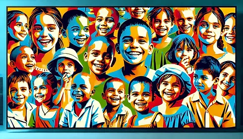 DALL·E 2024-12-26 11.01.36 - A widescreen image (16_9 aspect ratio) featuring only smiling