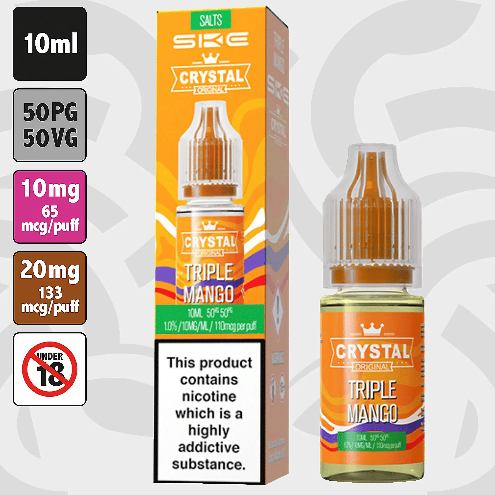 SKE - Crystal Bar Salt V2 Triple Mango 10ml Nic Salt E-Liquid