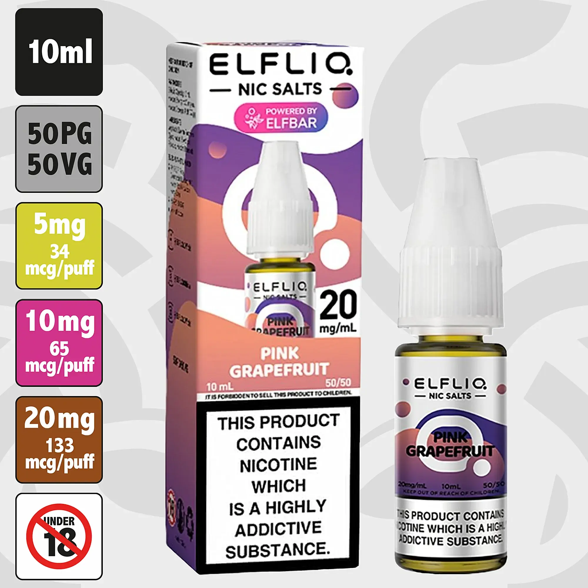 Elfliq - Pink Grapefruit 10ml Nic Salt E-Liquid