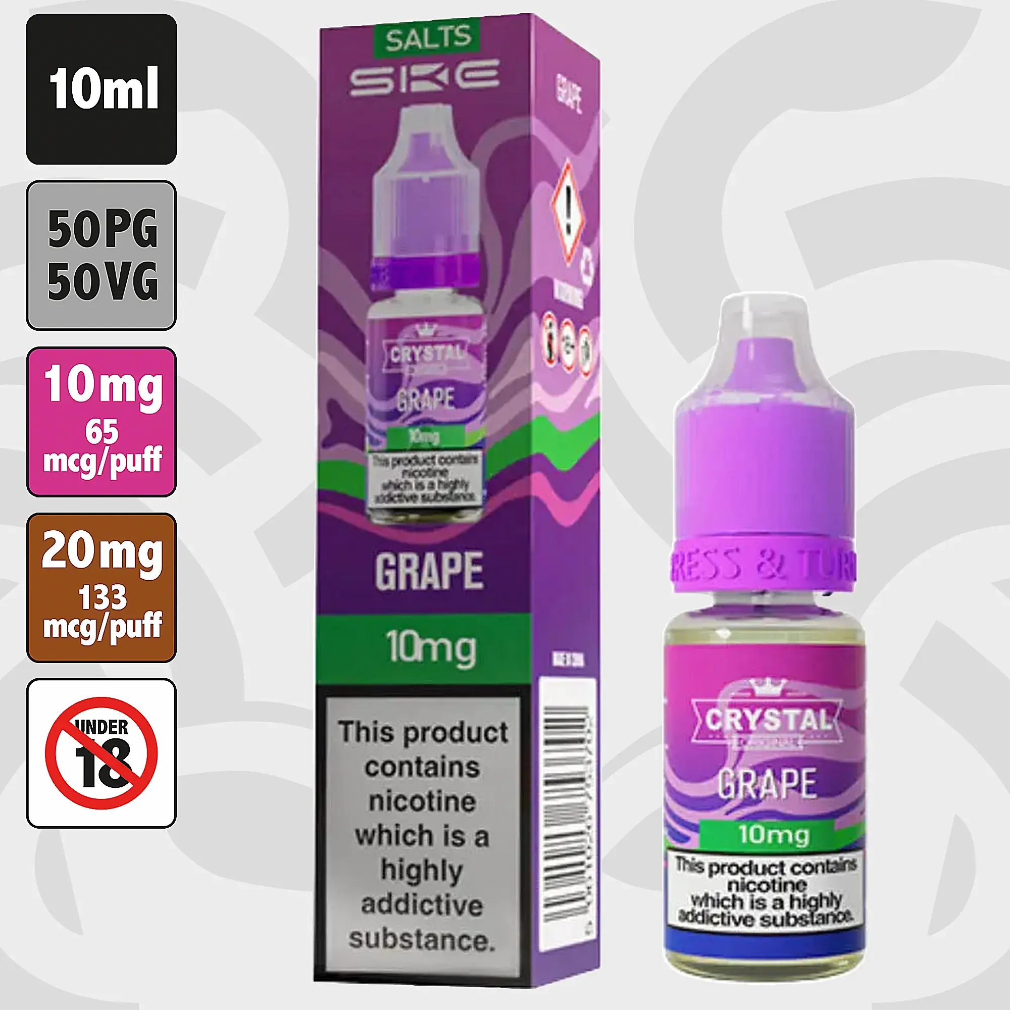 SKE - Crystal Bar Salt V2 Grape 10ml Nic Salt E-Liquid