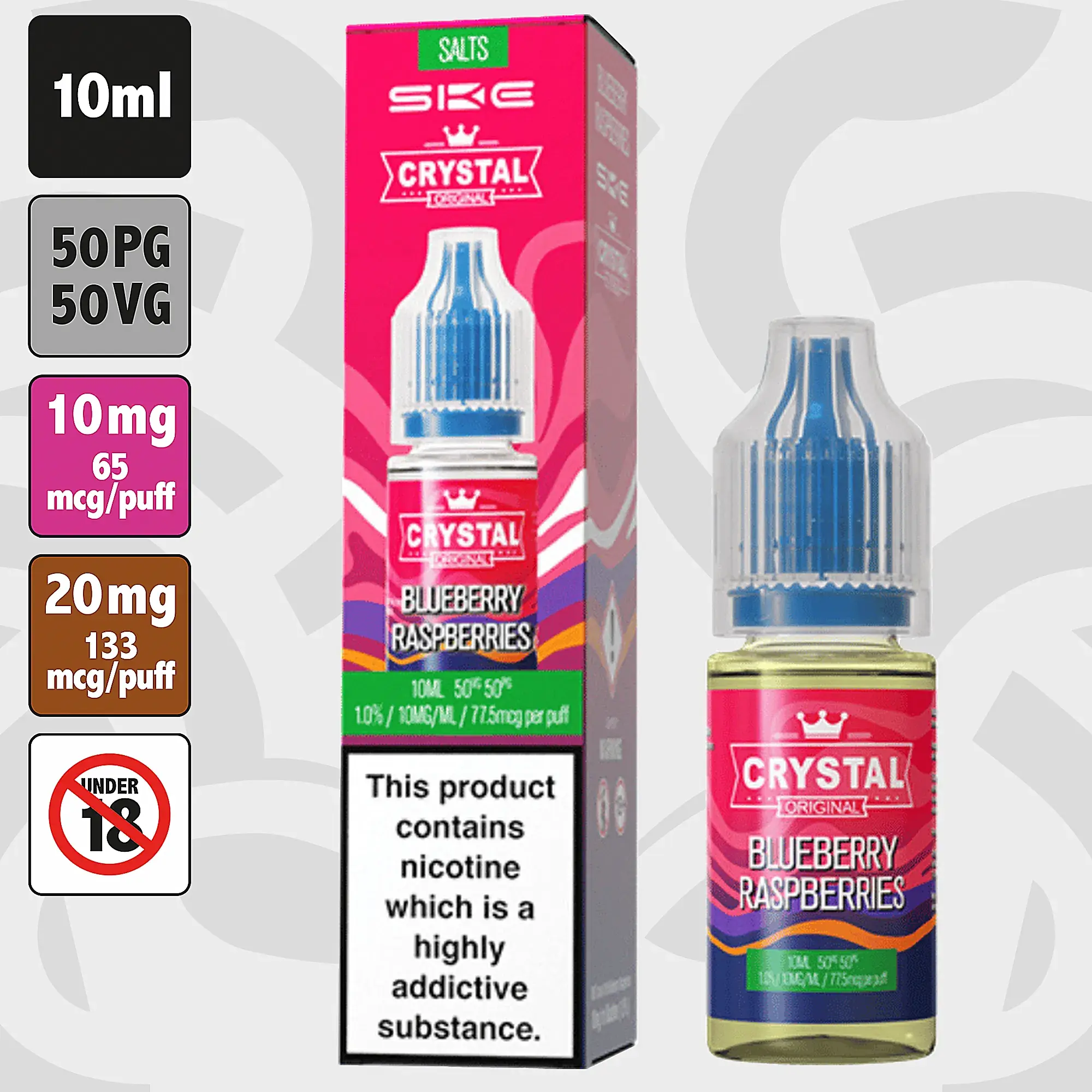 SKE - Crystal Bar Salt V2 Blueberry Raspberries 10ml Nic Salt E-Liquid