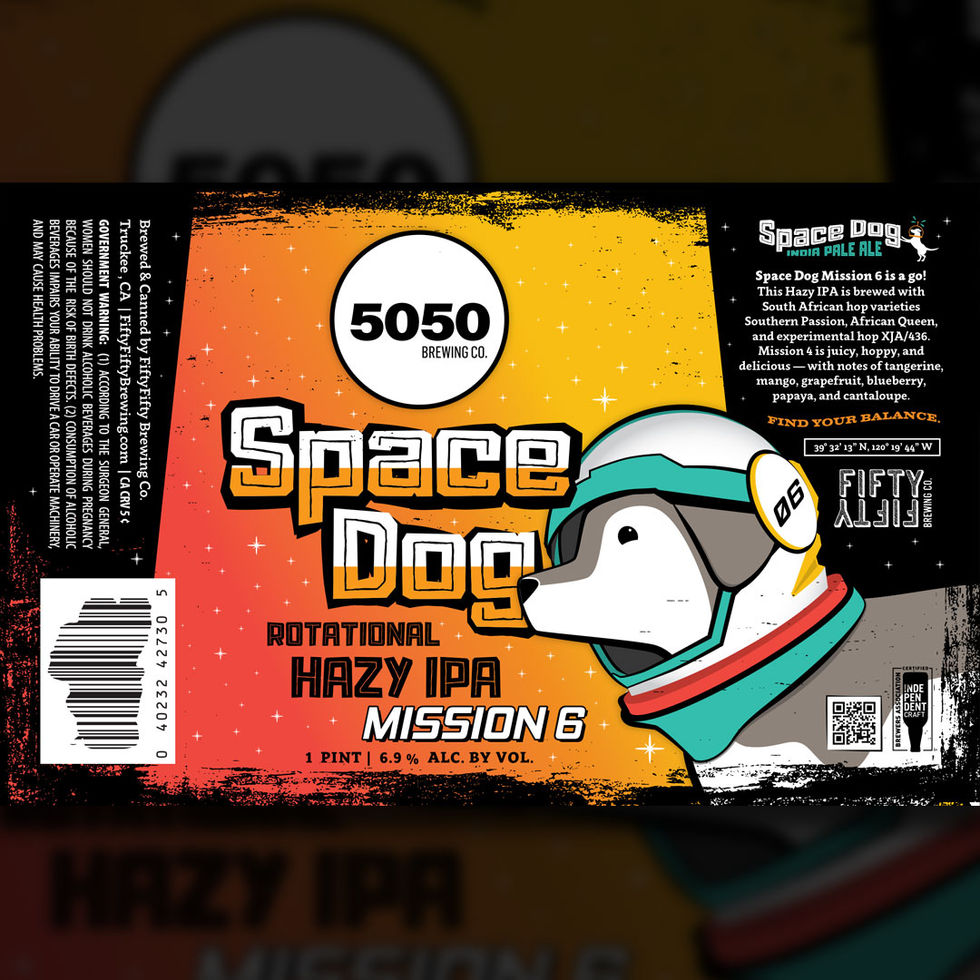 FiftyFifty Brewing Co. "Space Dog Mission 6" Beer Label