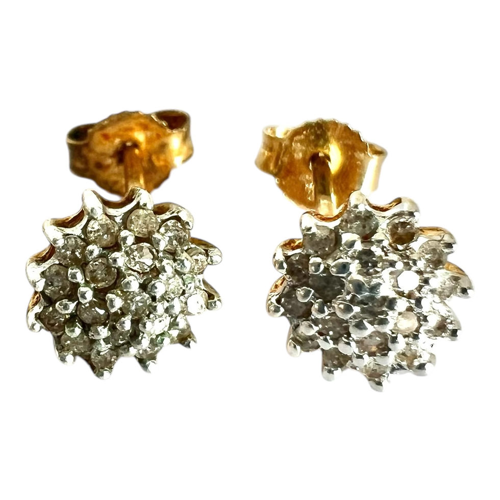 9ct Gold Diamond Cluster Stud Earrings Hallmarked