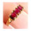 Thumbnail: 9ct Gold Ruby Three Stone Ring displayed on ladies finger