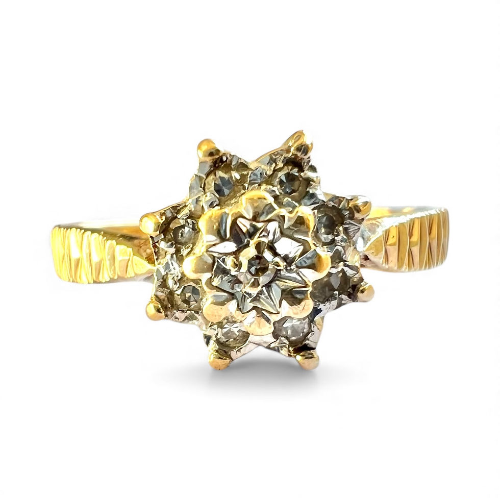 Vintage 9ct Gold Ring Diamond Flower Hallmarked 1.77g Size N
