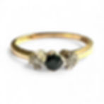 Vintage 9ct Gold Sapphire Diamond Three Stone Ring Hallmarked 1.73g Size N 1/2