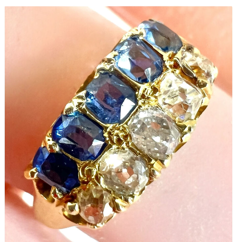 Victorian Sapphire and Diamond Ring Stamped 18ct Valuation £2,400
