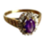 Vintage 9ct Gold Amethyst and Diamond Ring