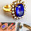 Thumbnail: 18ct Yellow Gold Luxury Large Tanzanite and Diamond Halo Ring