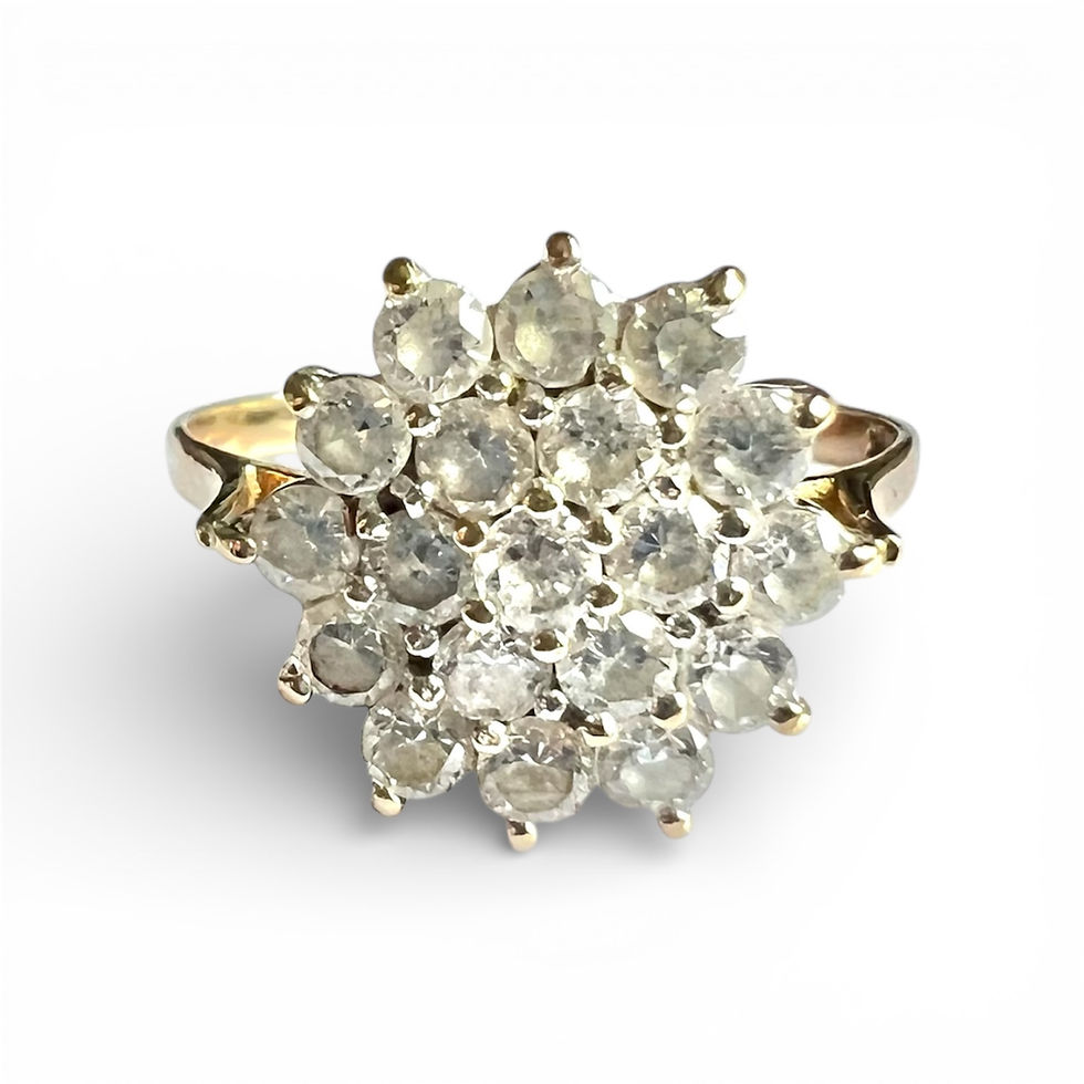9ct Gold Cubic Zirconia Floral Cluster Ring Vintage 2.51g Size S