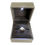 Thumbnail: 9ct Gold Diamond and Sapphire Halo Ring Displayed in Ring Box