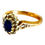 Thumbnail: Side View Close Up of Sapphire and Diamond halo ring