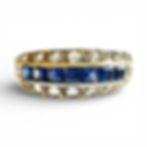 Front View Close Up 9ct Gold Sapphire & CZ Three Row Ring Hallmarked Vintage 2.49g Size P