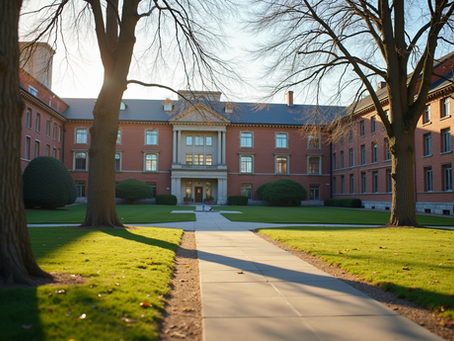 eye-level view of a university campus