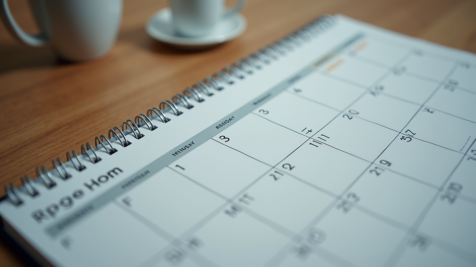 high angle view of a calendar with marked dates