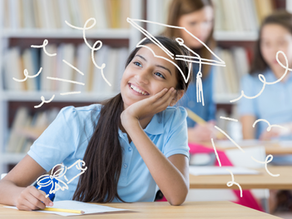 female middle school student daydreaming about her future