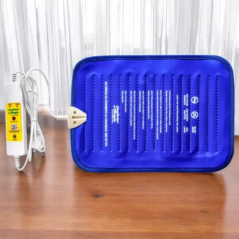 Compressa térmica elétrica bivolt para alívio de dores musculares e fisioterapia.