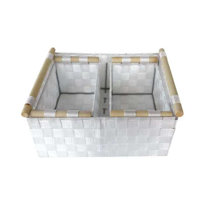 תמונה ממוזערת: סט 3 סלסלות בד ראטן מלבניות ירוק/קרם/אפור/שחור/לבן