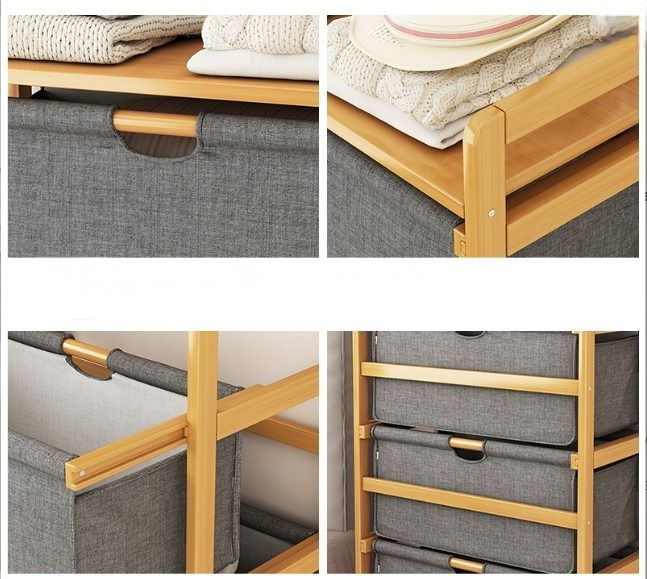 🌟 שידת מגירות משולבת בד ובמבוק – פתרון אחסון מושלם 🌟