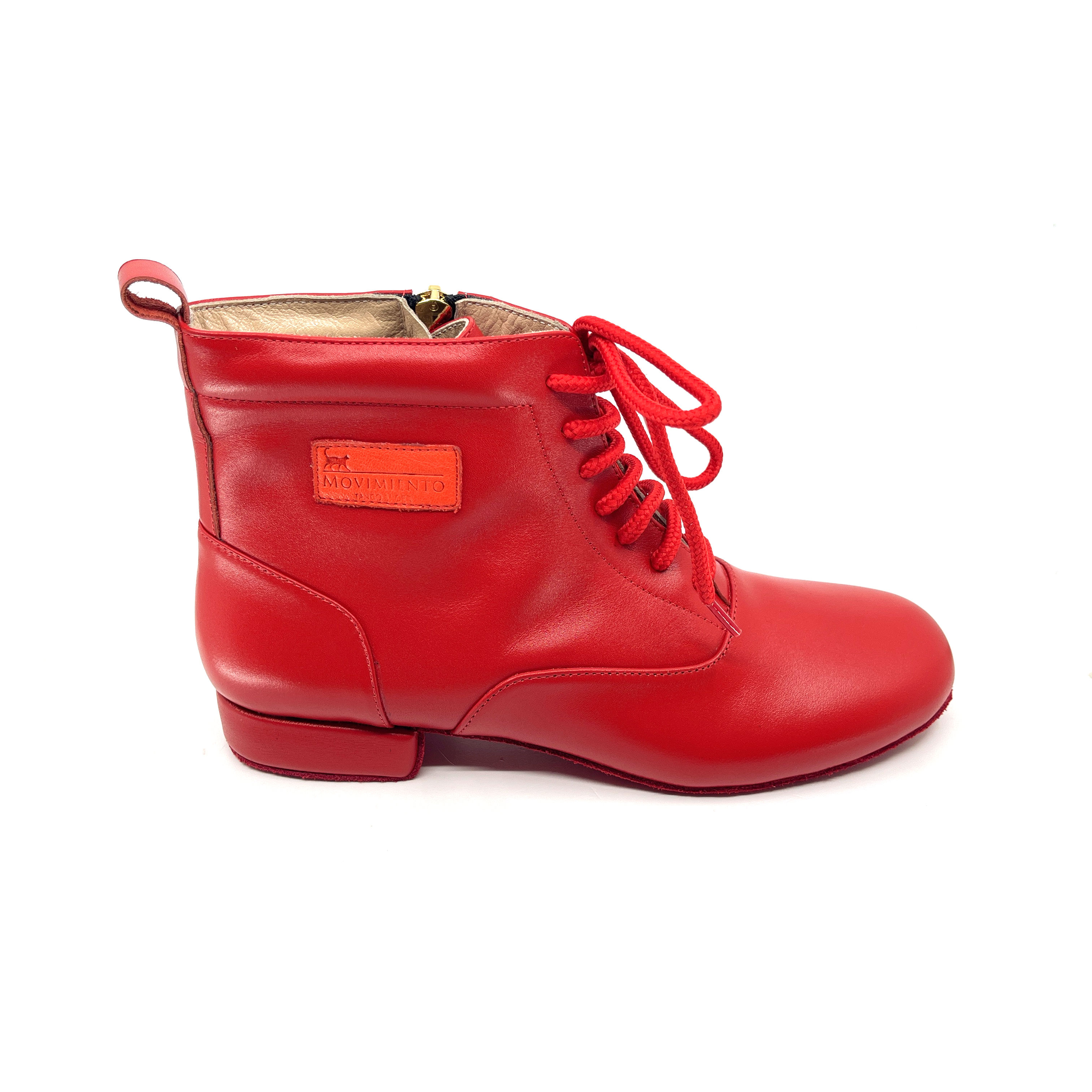 La Gata Red Leather Zip Dance Boots for Women