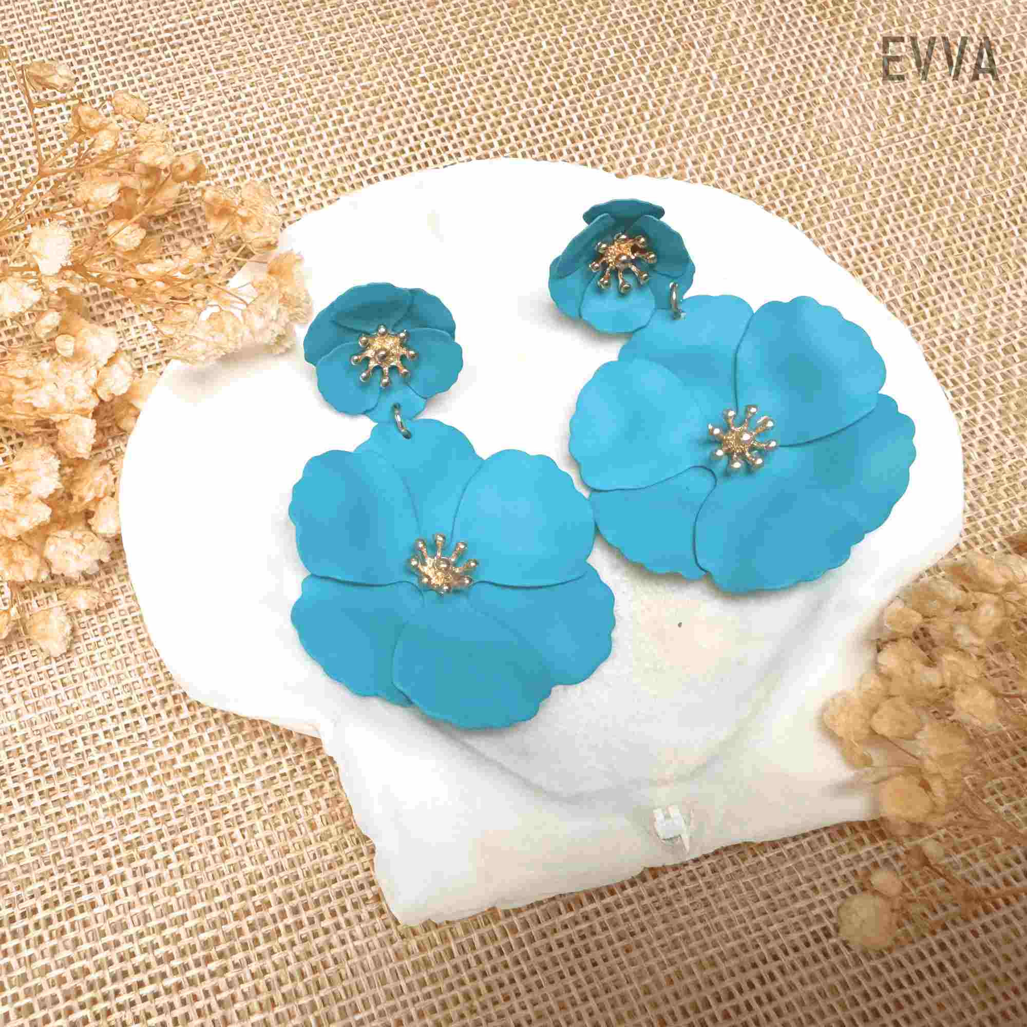 Pendientes Flower Celeste Cielo
