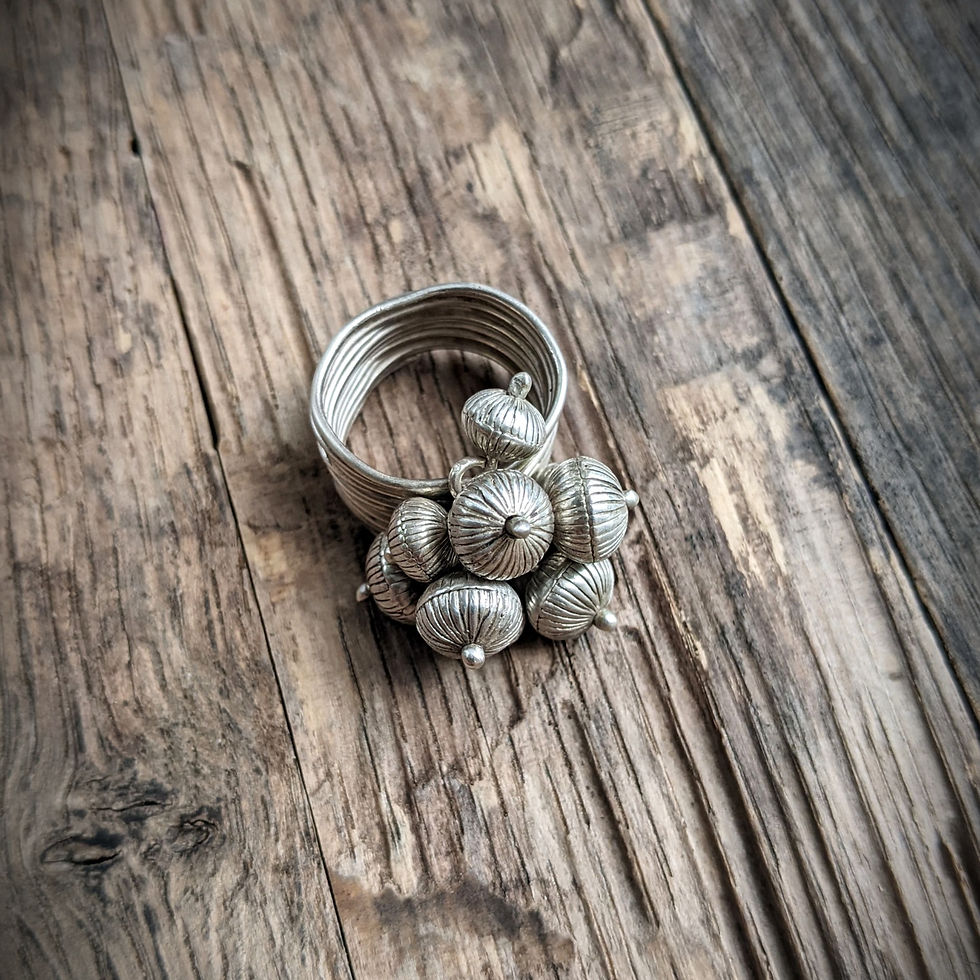 Thumbnail: Textured Bauble Ring in Sterling Silver