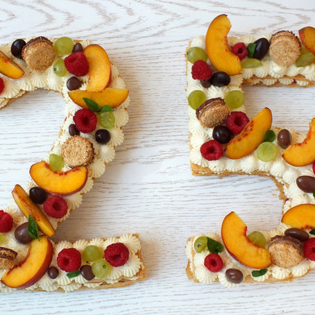 Number cake chocolat blanc et fruits