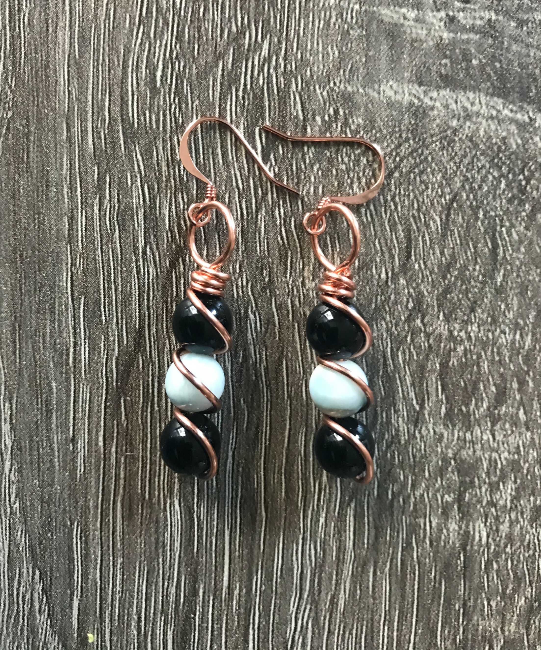 Black Obsidian & Larimar Earrings